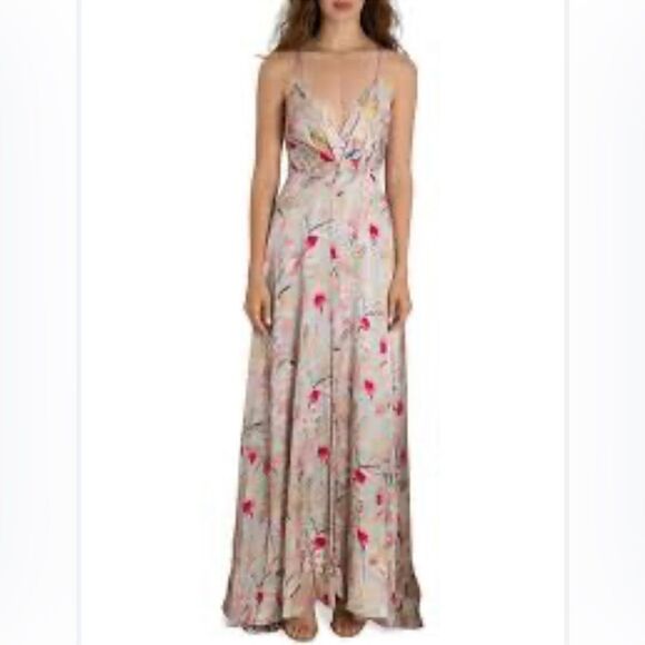 NWT 495.00 Fame and Partners The Primavera Dress Satin Size 8 - Picture 1 of 7